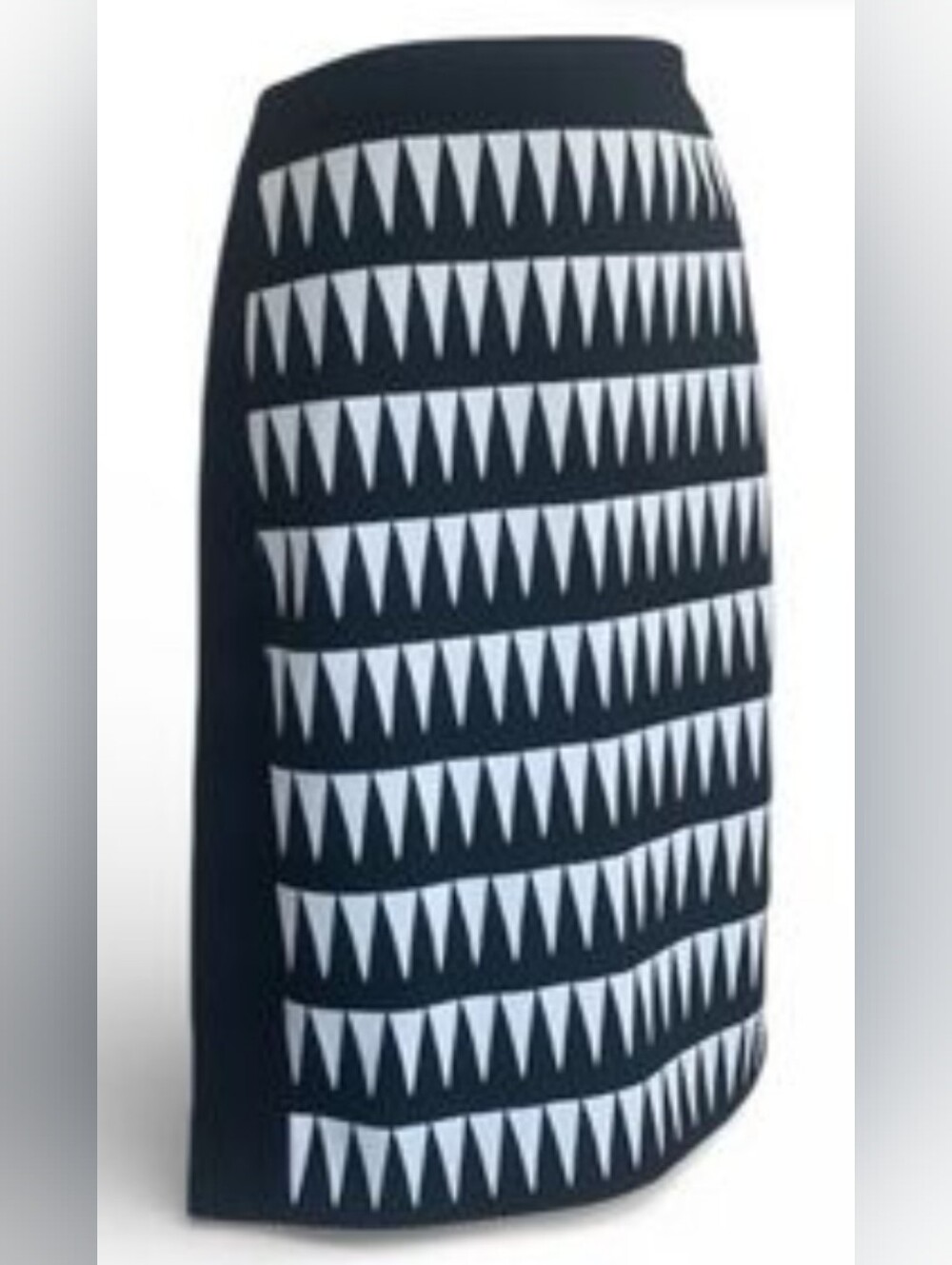 Classiques Entier Black and White Triangle-Stripe Pencil Skirt Size 12